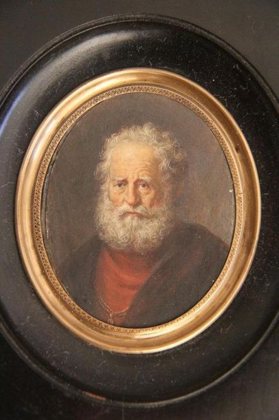 null Ecole du XVIIIème s.
Portrait d'un vieillard
Miniature ovale
8 x , 5 cm.