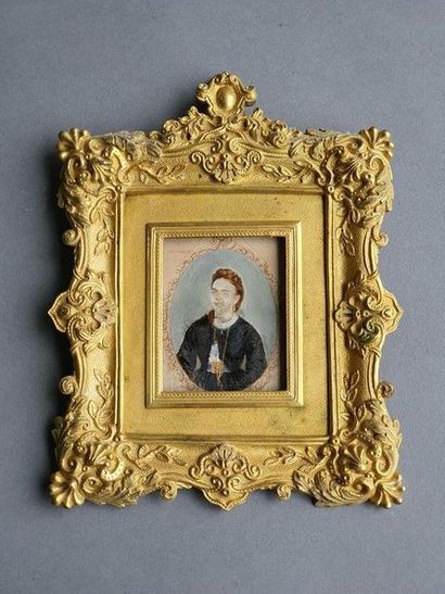 null Cadre photo en bronze doré, Napoléon III
17,5 x 13,5 cm.
