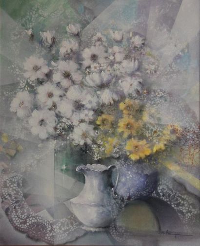 null Alferio MAUGERI (1933-)
Bouquet de fleurs 
Huile sur toile signée en bas à ...
