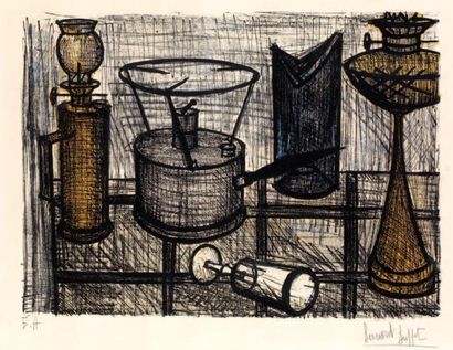 BUFFET Bernard « Lampe a pétrole », 1954(Sorlier, 5).39 x 56 cm.Lithographie imprimée...