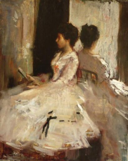 GRANDGERARD Lucien-Henri (1880-1970) « Jeune fille à la lecture », Huile sur toile....
