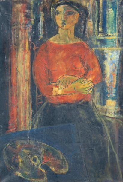 PAPART Max (1911-1994) « Dans l'atelier »Huile sur toile contresignée, titrée et...