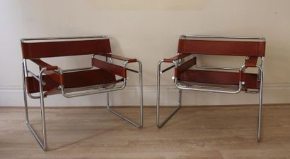 null Marcel BREUER (1902-1981)
Paire de fauteuils modèle B3 dit Wassily à structure...