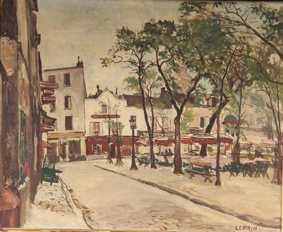 null *Marcel LEPRIN (1891-1933)
Place du Tertre
Huile sur toile signée en bas à droite
38...