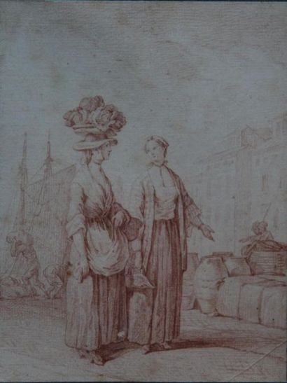 null Joseph VERNET (1714-1789) attribué à
Femme sur le port
Sanguine
18,5 x 14 cm....