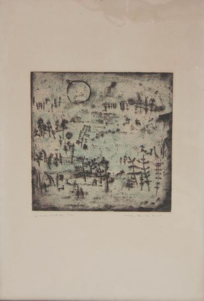 null ZAO Wou-Ki (1921-2013)
Paysage, 1950 (Agerup 39)
Etching in colour, signed and...