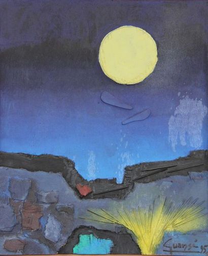 null Antonio GUANSE (1926-2008) Black 

Mountains Painted relief signed lower right...