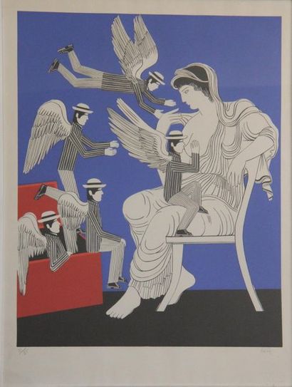 null Yannis GAITIS (1923-1984)
Athéna
Lithographie en couleur numérotée 21/85 en...