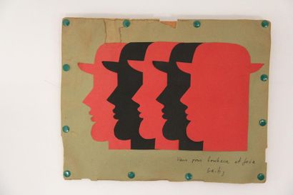 null Yannis GAITIS (1923-1984)
Five profiles
Paper cut and pasted, autographed wishes...