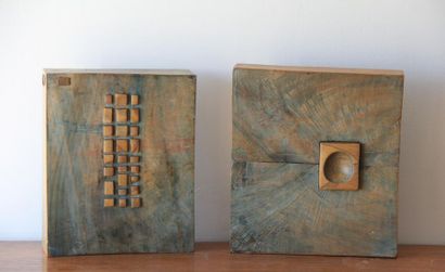 null Jason MOLFESSIS (1925-2009) 
Deux compositions (dyptique ?)
Reliefs en bois...