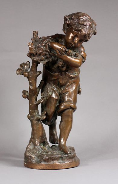 null Auguste MOREAU d'après
Jeune enfant tenant des fruits
Sculpture en bronze patine...