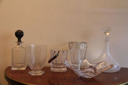 null DAUM France et divers
Lot de vases et carafes en verre et cristal (léger éc...