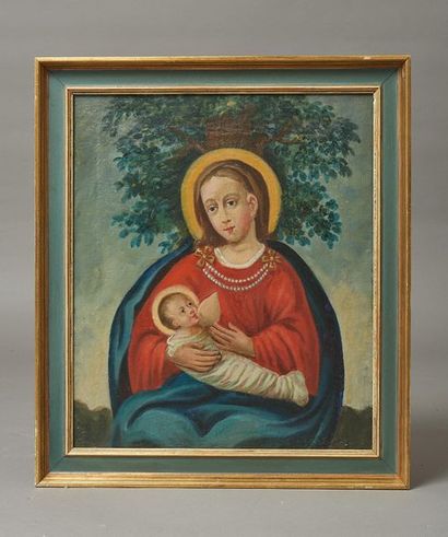 null Ecole espagnole
Vierge allaitant le Christ enfant
Huile sur toile
51 x 43 c...