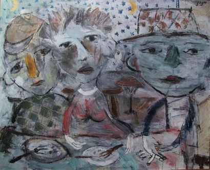 null Kako TOPOURIA (1960-)
Le repas
Huile sur toile signée en bas à droite
61 x 73...