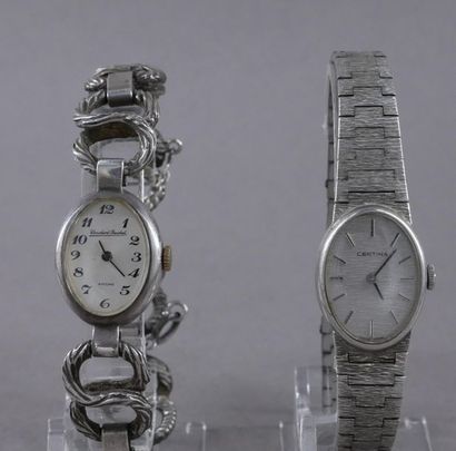 null *Constant BEUCHAT - CERTINA
Deux bracelets-montre de dame en argent 800°/°°...