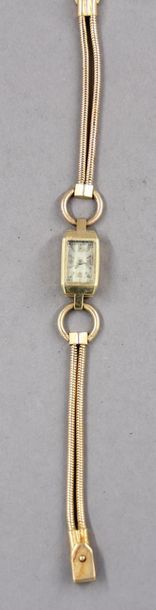 null Bracelet-montre de dame en or jaune 18k à bracelet double lanières, pds brut...