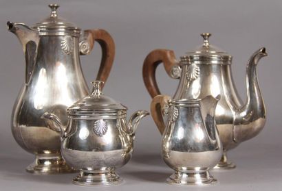 null CHRISTOPLE - Collection GALLIA
Service thé-café en métal argenté sur piédouche,...
