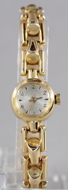 null Bracelet-montre de dame en or jaune 18k, pds brut : 22 g.