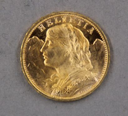 null *Une pièce de 20 F Suisse en or 1914