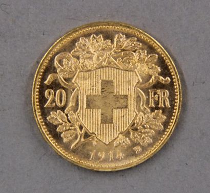 null *A 1914 Swiss 20 F gold coin