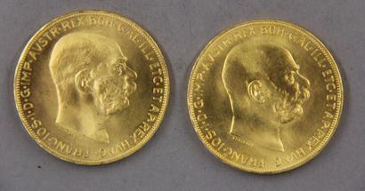 null *Deux pièces de 100 couronnes en or François Joseph 1915