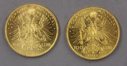 null *Deux pièces de 100 couronnes en or François Joseph 1915