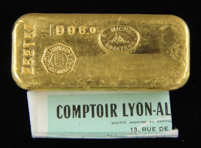 null *Lingot en or Comptoir Lyon-Alemand-Louyot cie n°262157, pds : 996 g. avec son...