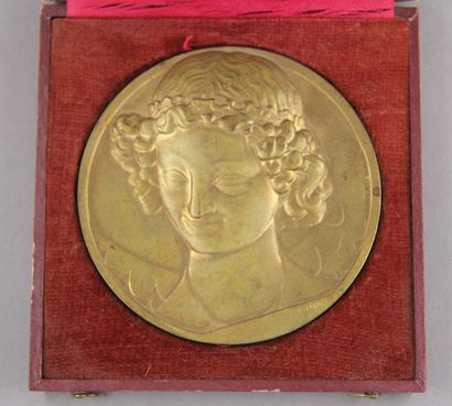 null P. TURIN
Médaille en bronze représentant la tête de l'ange de Reims, et un architecte
D...