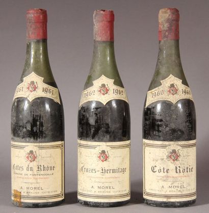 null 3 bottles RHÔNE A. Morel (es, elt, B; 1 Crozes 62, 1 Côte-Rôtie 60, 1 Côtes...