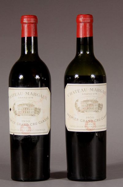 null 2	 bouteilles 	Château 	MARGAUX, 1° cru 	Margaux 	1950	 (1 ela, LB,1 B)