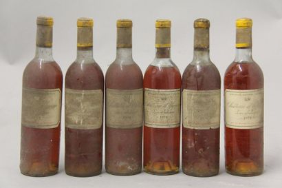 null 6	 bouteilles 	Château 	D'YQUEM, 1° Cru Supérieur 	Sauternes 	1970	 (ets; 4...