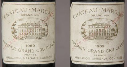 null 2 	bouteilles 	Château 	MARGAUX, 1° cru 	Margaux 	1969	 (1 B & 1 MB)
