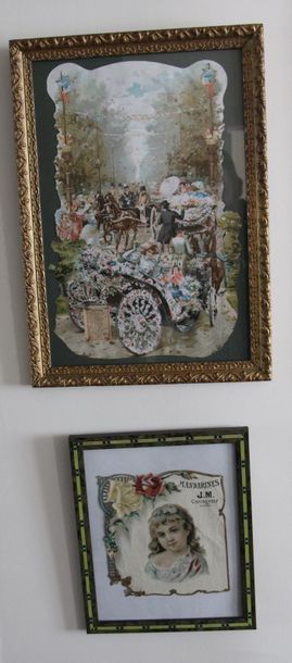 null Batch of framed pieces and chromolithographs