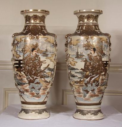 Pair of earthenware vases decorated with...
