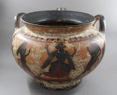 Three-handled ceramic vase with an antique...