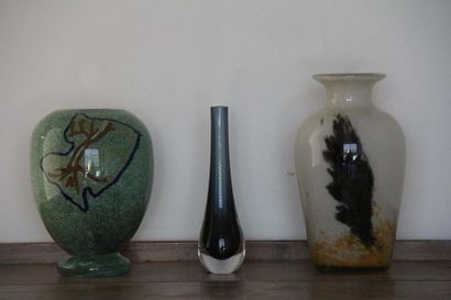 null Michel LAGNY - LA ROCHERE - Divers
Trois vases en verre avec inclusions de couleur
H...