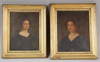 null *Ecole du XIXème s.
Portrait de femme
Deux huiles sur toile formant pendant
28,5...