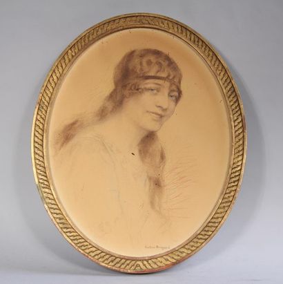 null *Gustave BRISGAND (1867-1944)
Portrait de femme
Pastel ovale signé en bas à...