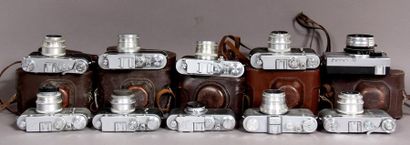 null ZORKI
Pack of 10 Soviet cameras with their used leather cases:
- Two 2-C model...