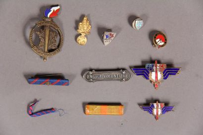 *Two France Libre enamelled metal brooches,...