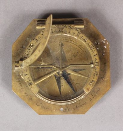 null *Equinoxial dial in brass, steel and glass.
The finely engraved octagonal-shaped...