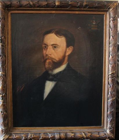null Henri SPELTDOOREN (XIXème s.)
Portrait d'homme au blason
Huile sur toile signée...