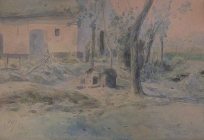 null Armand HEINS (1856-1938)
- La ferme, aquarelle signée, datée 1919, 30 x 42 cm.
-...