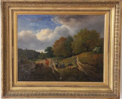 null Ecole du XIXème s.
Paysage
Deux huiles sur toile
33 x 41 cm.