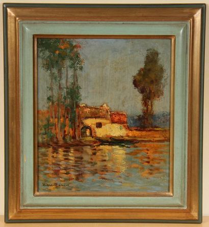null Charles DAGNAC-RIVIERE (1864-1945)
Maison au bord d'une rivière
Huile sur panneau...