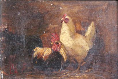 null Ecole française du XIXème s.
Coqs, poules et basse-cour
Quatre huiles sur toile...