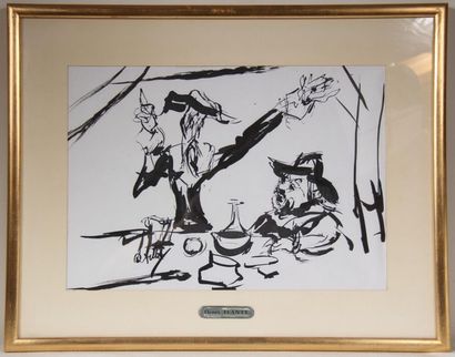null Henry Maurice d'ANTY (1910-1998)
Don Quichotte
Lavis d'encre noire signée au...