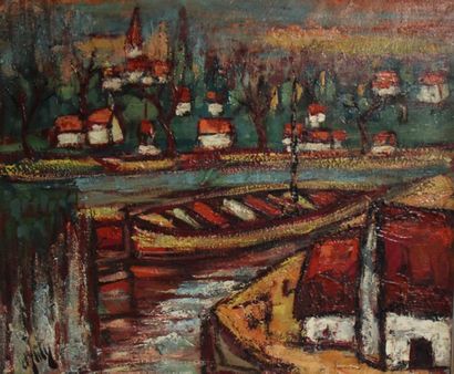 null Henry Maurice d'ANTY (1910-1998)
Le barrage de Bagneux sur Loing
Huile sur toile...