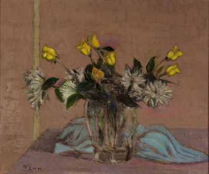 null BENN (1905-1989)
Sept roses jaunes
Huile sur toile marouflée sur carton signée...