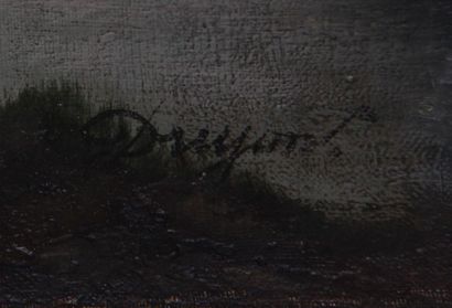 null Ecole du XIXème s.
Le pique-nique près d'une rivière
Huile sur toile signée...